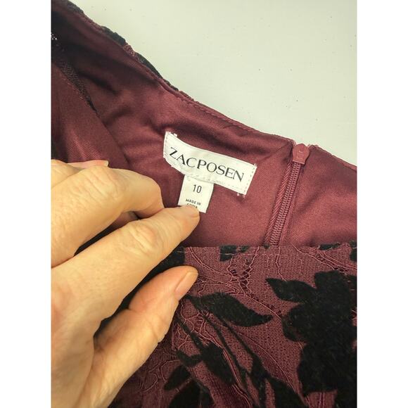 Zac Posen Girl Maroon with Black Floral Dress - Picture 3 of 4